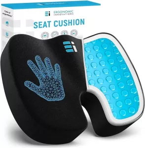 ERGONOMIC INNOVATIONS Gel Enhanced Memory Foam Seat Cushion for Office Chair, Coccyx Lower Back Support Tailbone Pain Relief Cushions